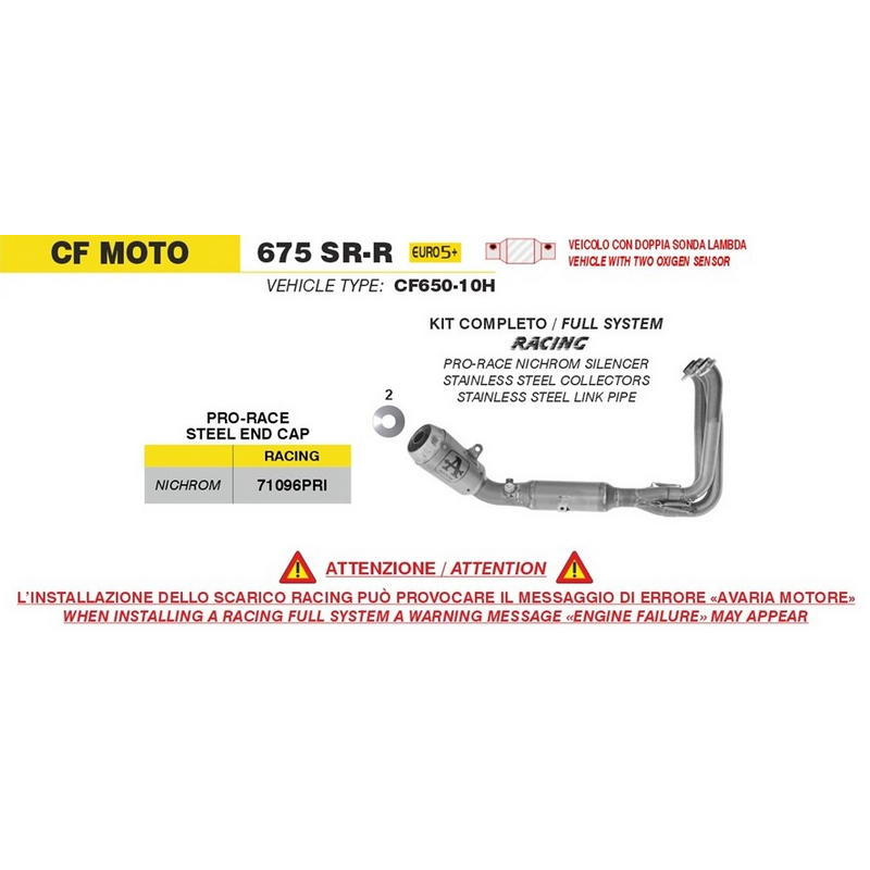 Sistema completo Racing con escape Pro-Race Nichrom CF Moto 675 SR-R 2025-