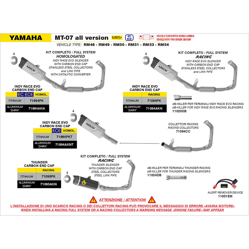 Escape Indy Race Evo aluminio Dark homologado Yamaha MT-07 2025-2026