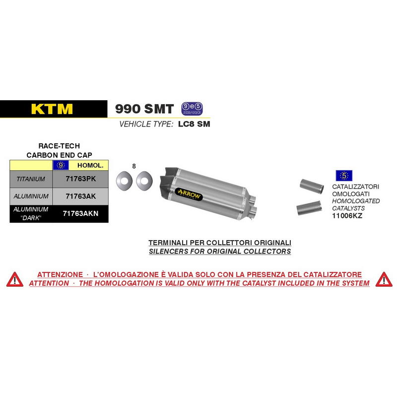 Escapes Race-Tech aluminio Dark fondo carbono KTM 990 Adventure 2006-2014 / SMT 2009-2013