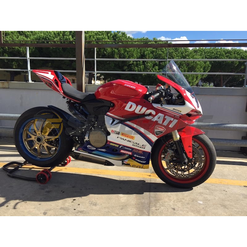 Carenado de fibra Ducati Panigale 959 / 1299 colín asiento original y escape racing