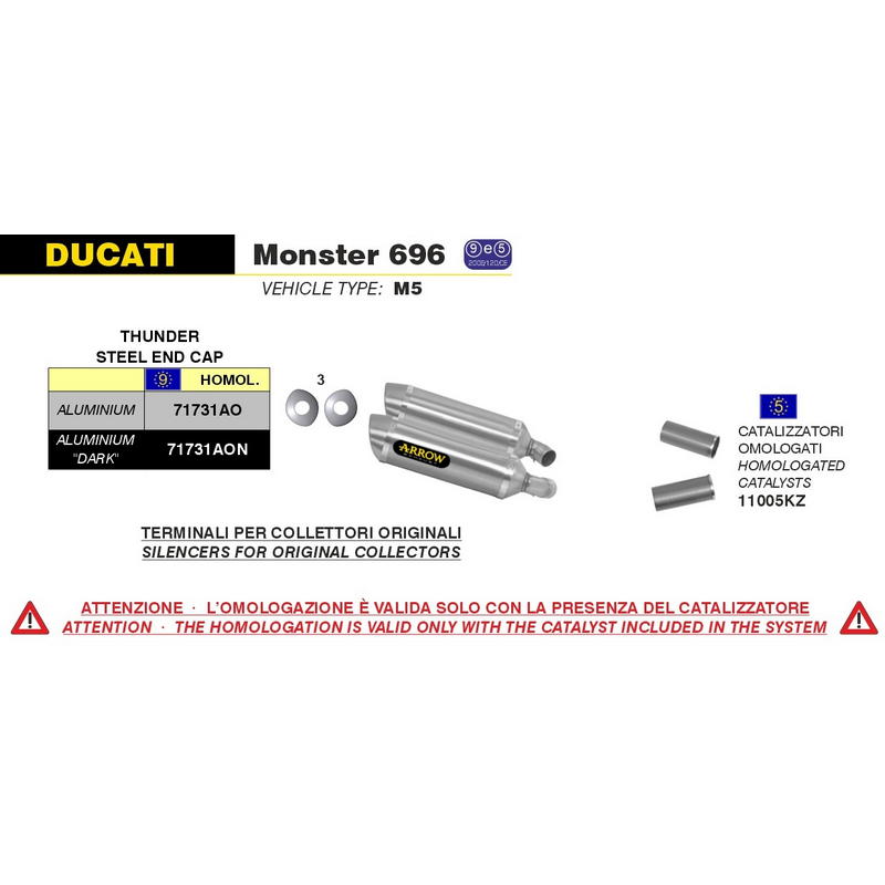 Escapes Thunder homologados aluminio Dark Ducati Monster 696 / 796 / 1100