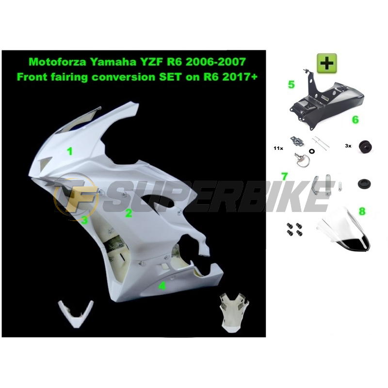 Kit transformación parte frontal Yamaha R6R 2006-2007 a Yamaha R6 2017-2025