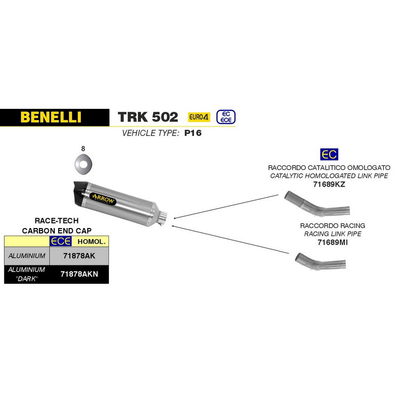 Conector central racing Benelli TRK 502 2017-2020