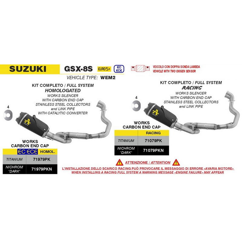 Sistema completo homologado Works Nichrom dark fondo carbono Suzuki GSX-8R / GSX-8S 2025-