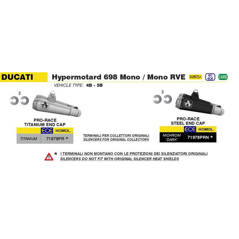 Escapes Pro-Race Nichrom Dark Ducati Hypermotard 698 Mono / RVE