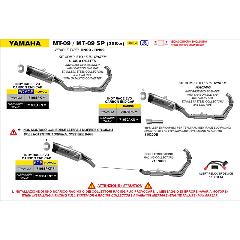 Escape Indy Race Evo aluminio Dark Yamaha MT-09 / MT-09 SP (A2) 2024-2025