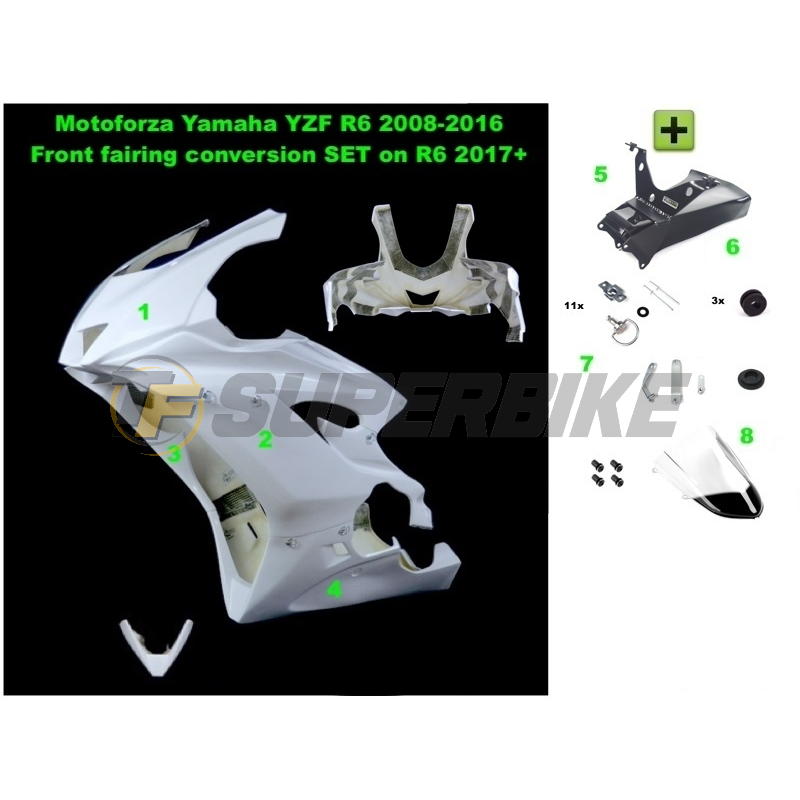 Kit transformación parte frontal Yamaha R6R 2008-2016 a Yamaha R6 2017-2025