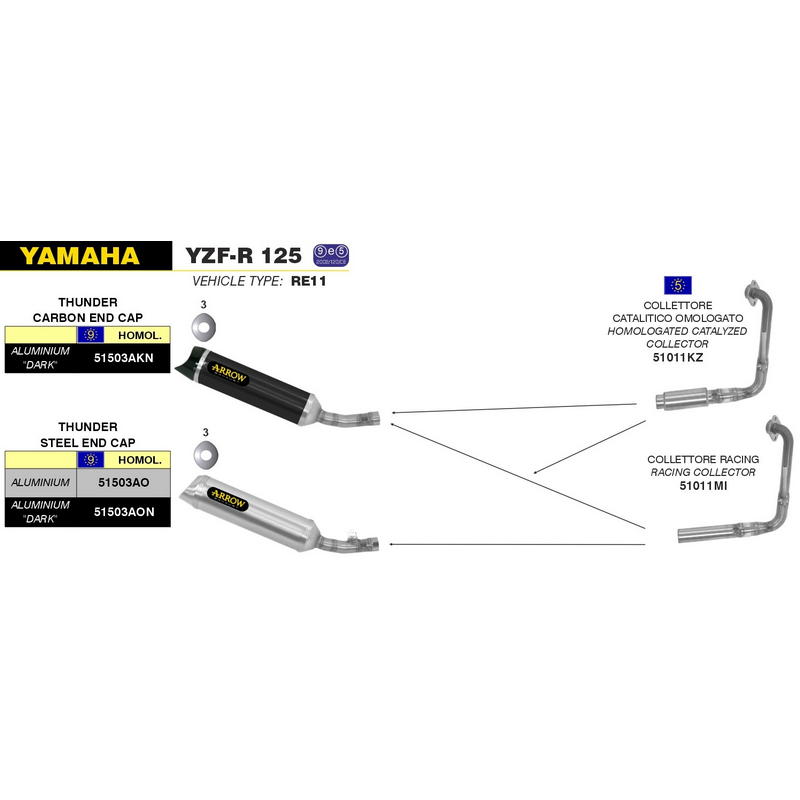 Colector racing Yamaha YZF-R 125 2014-2016