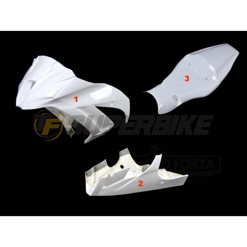 Carenado de fibra Kawasaki ZX-10R 2011-2015 3 piezas colín racing