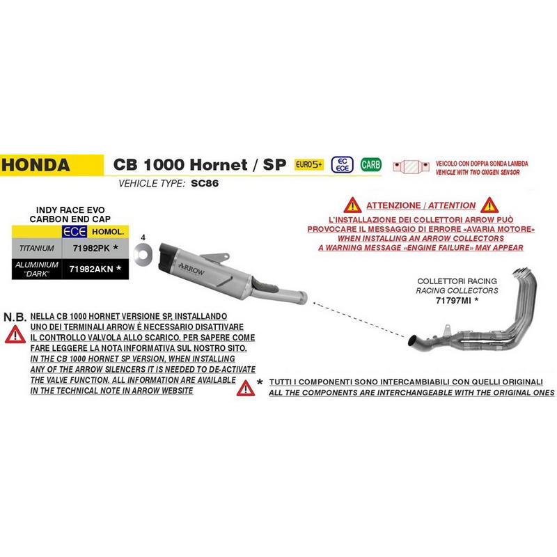 Colectores racing Honda CB1000 Hornet / SP 2025-