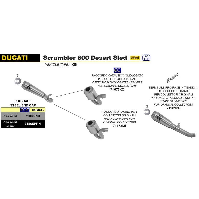 Escape Pro-Race Nichrom Ducati Scrambler 800 Desert Sled 2017-2020