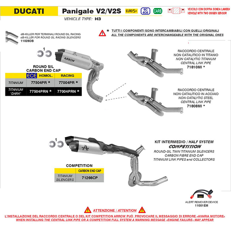 Medio sistema Competition full titanio Ducati Panigale V2 / V2S 2025-2026
