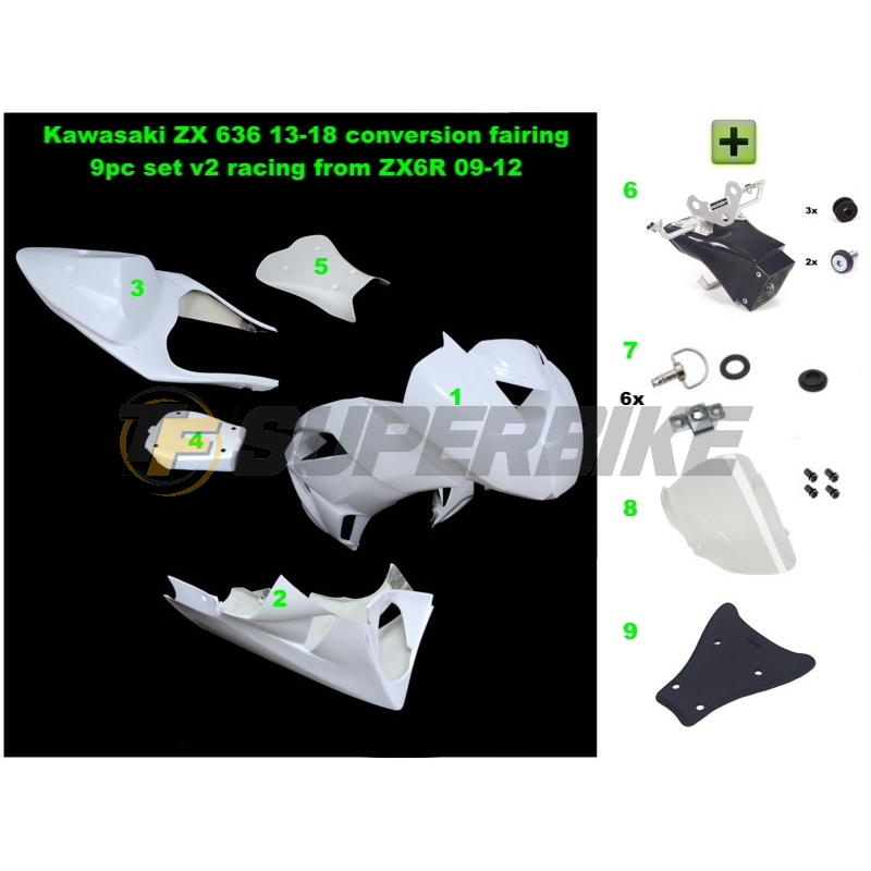 Kit transformación Kawasaki ZX-6R 2009-2012 a Kawasaki ZX-6R 2013-2018