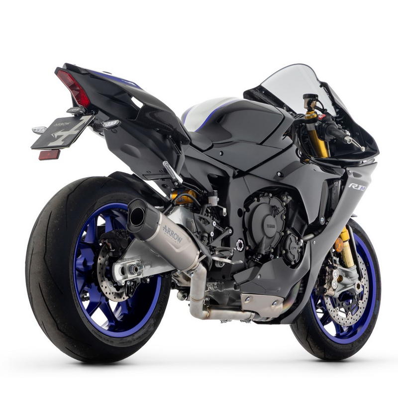 Escape Indy-Race EVO homologado aluminio Dark fondo carbono Yamaha R1 2025-