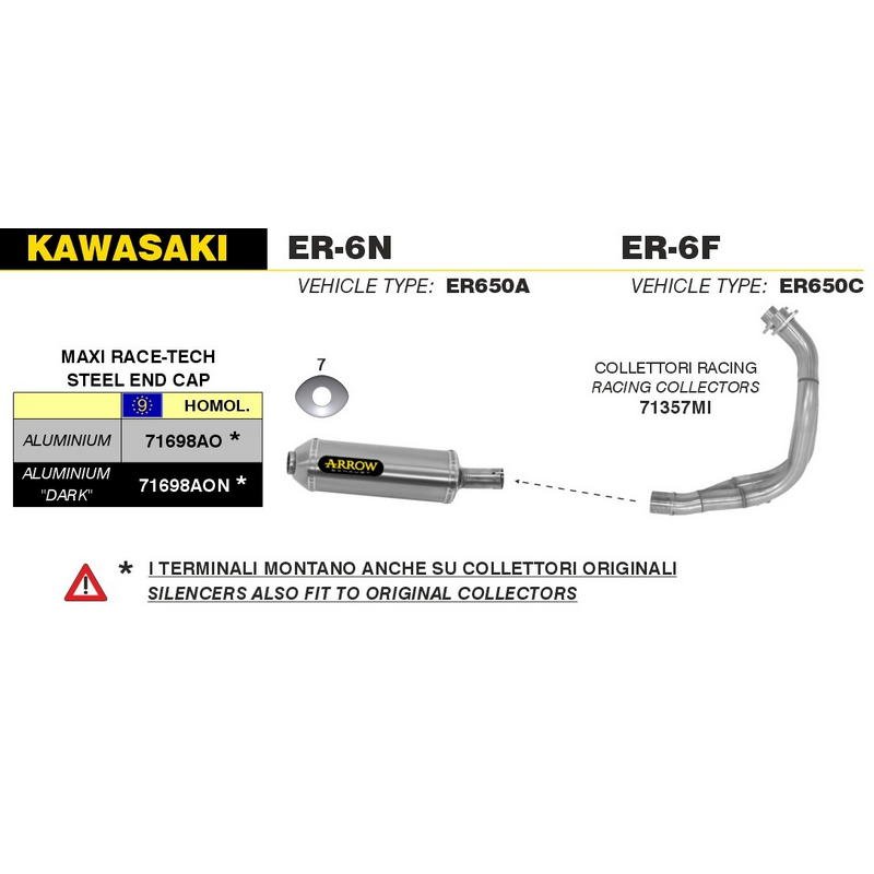 Colectores racing Kawasaki ER-6N / ER-6F 2005-2011 / Versys 650 2007-2014