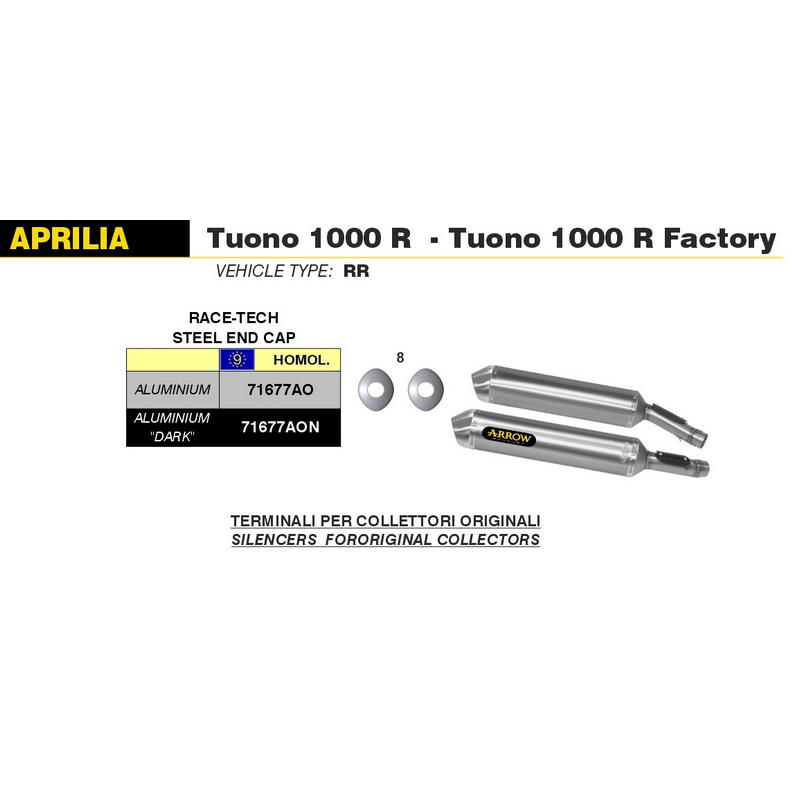 Escapes Race-Tech homologado aluminio Aprilia RSV1000R / Tuono 1000R