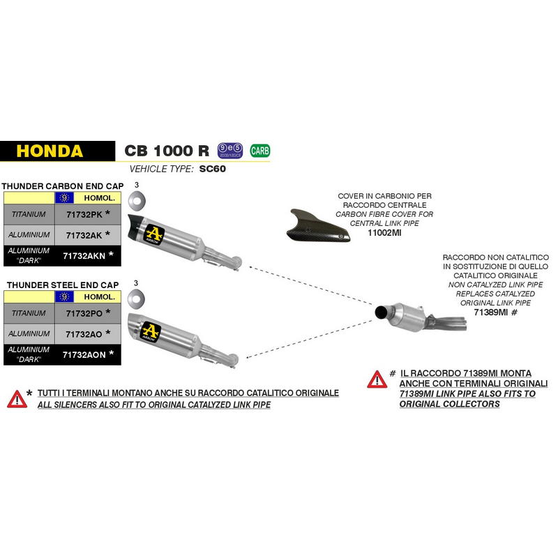 Escape Thunder homologado aluminio Honda CB1000R 2008-2017