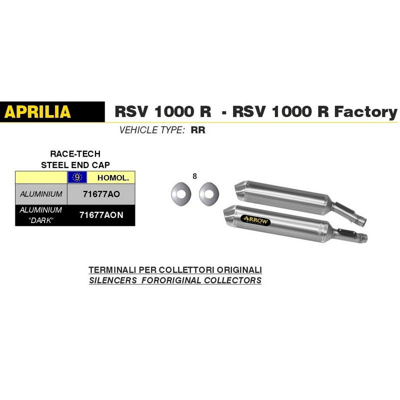 Escape Race-Tech homologado aluminio Dark Aprilia RSV1000R / Tuono 1000R