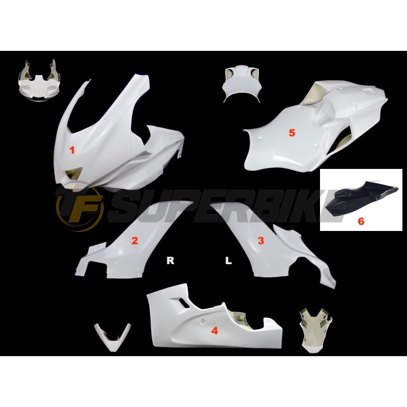 Carenado de fibra Yamaha R6 2017-2025 paso rueda negro