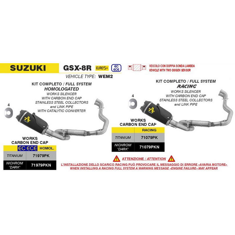 Sistema completo homologado Works Nichrom dark fondo carbono Suzuki GSX-8R / GSX-8S 2025-