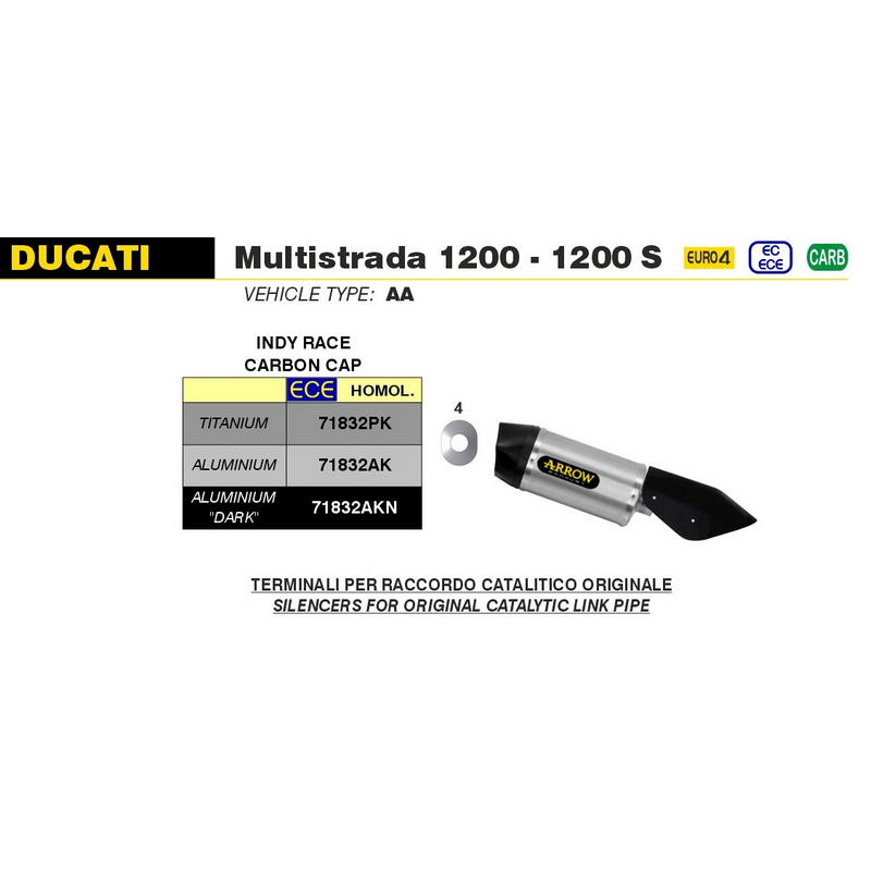 Escape Indy Race aluminio fondo carbono Ducati Multistrada 1200 / 1260 2015-2020