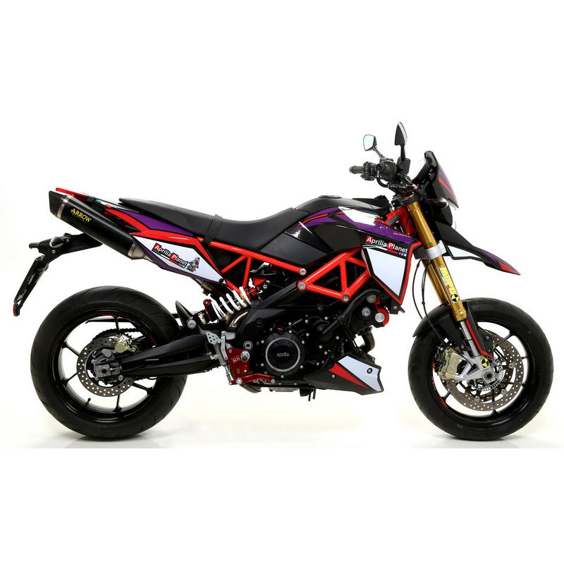 Escapes Thunder aluminio Dark fondo carbono Aprilia Dorsoduro 750 / 900 2009-2019