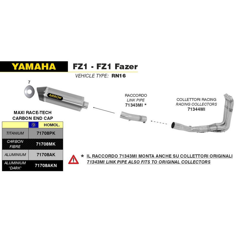 Escape Maxi Race-Tech homologado carbono fondo carbono Yamaha FZ1 / Fazer 1000 2006-2016