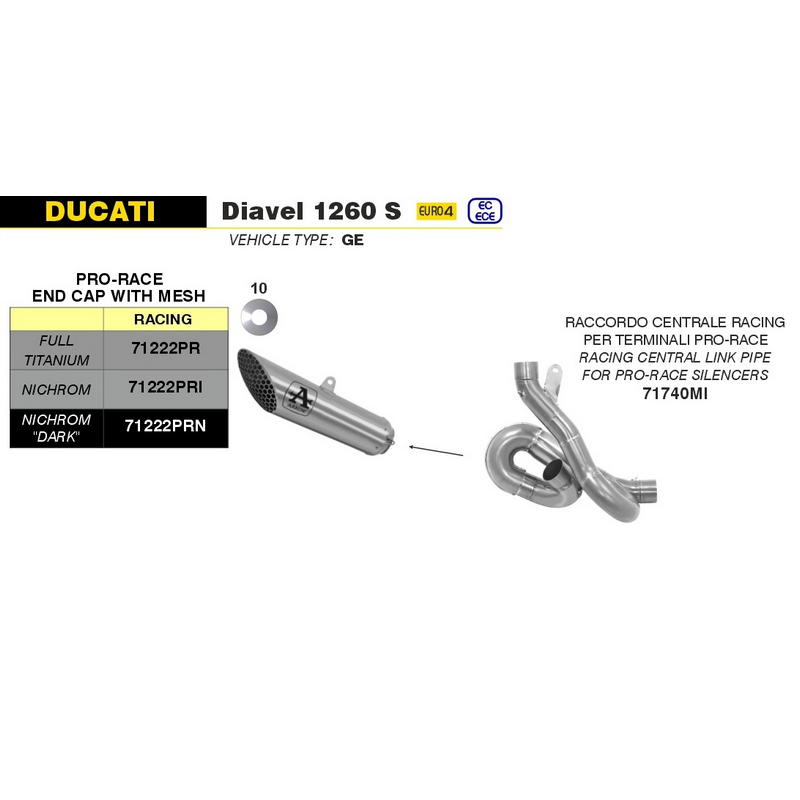 Escape Pro-Race titanio Ducati Diavel 1260 S 2019-2020