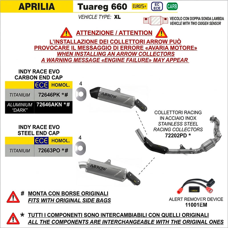 Escape Indy Race titanio Aprilia Tuareg 660 2025