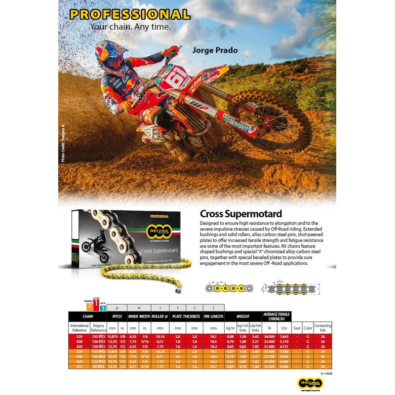 Cadena REGINA RX3 Motocross-Supermotard P520