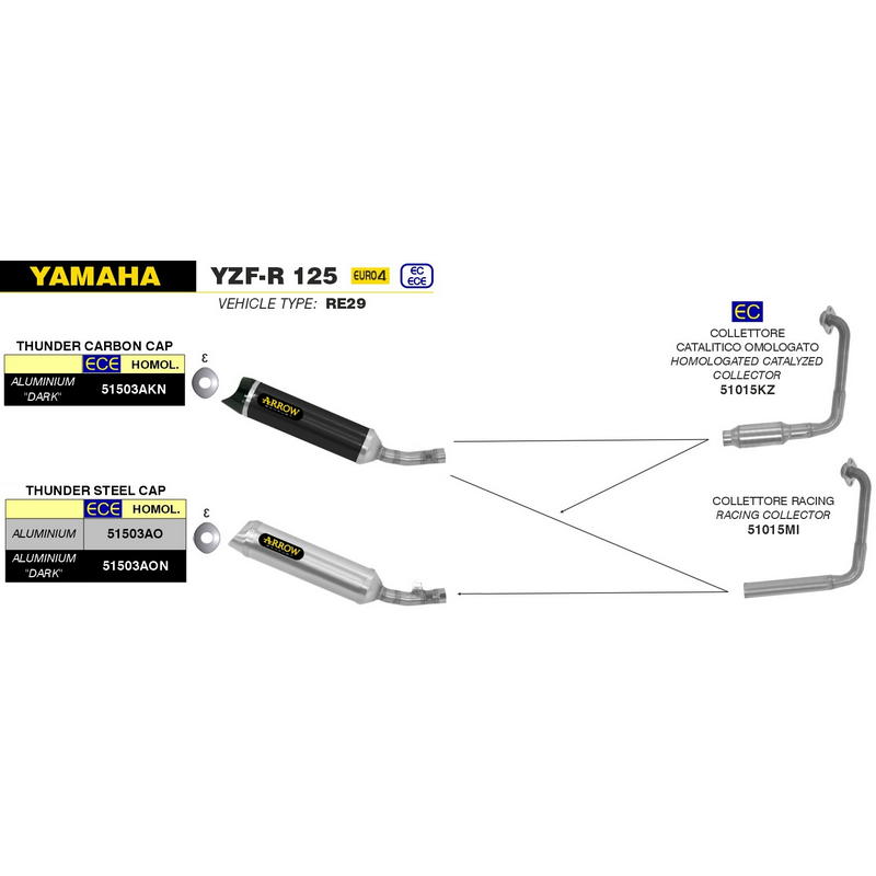 Escape Street Thunder aluminio Yamaha YZF-R 125 2008-2018