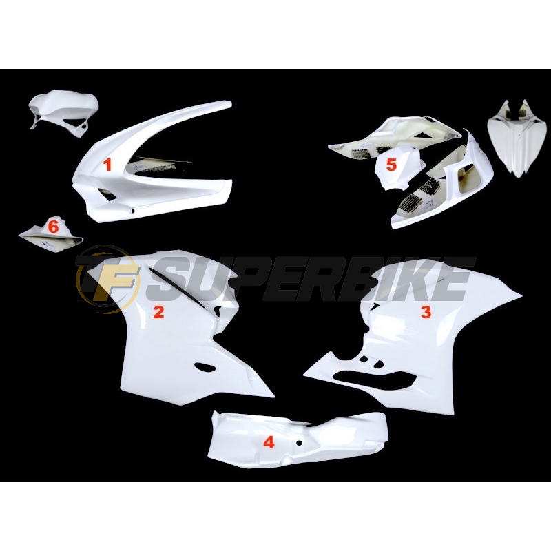 Carenado de fibra Ducati Panigale 959 / 1299 colín asiento original y escape racing