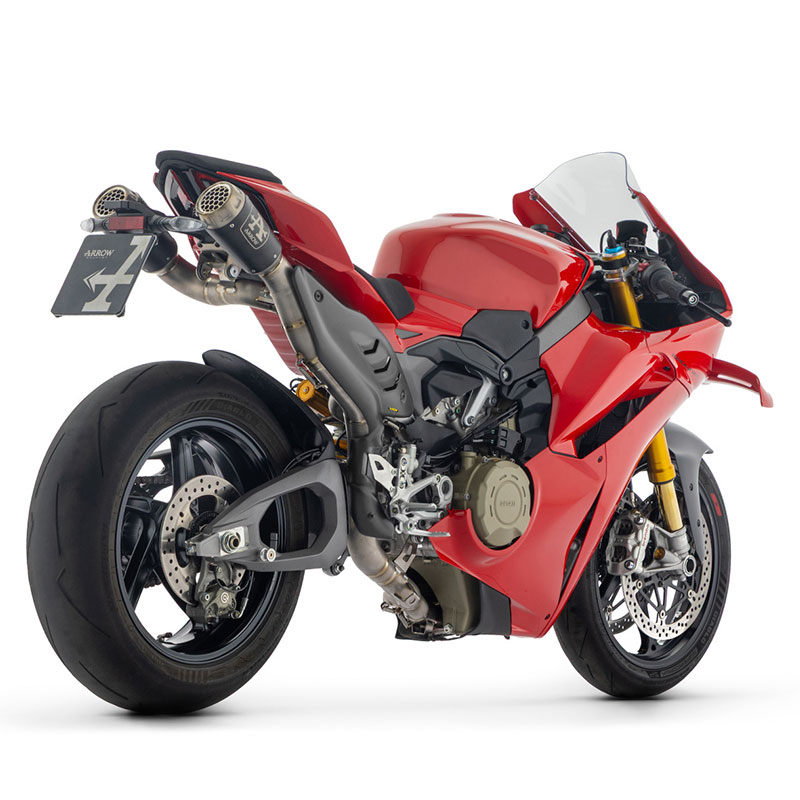 Sistema completo Competition Evo Low Sound Ducati Panigale V4 2025-2026 con escapes Pro-Race negros