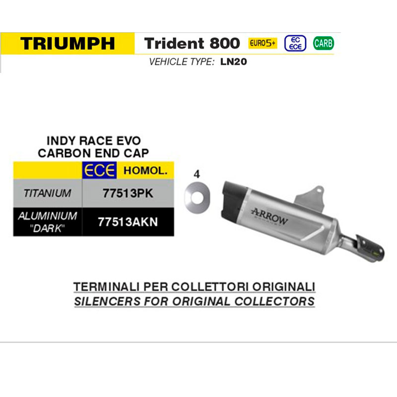 Escape Indy Race Evo aluminio Dark Triumph TRIDENT 800 2026+
