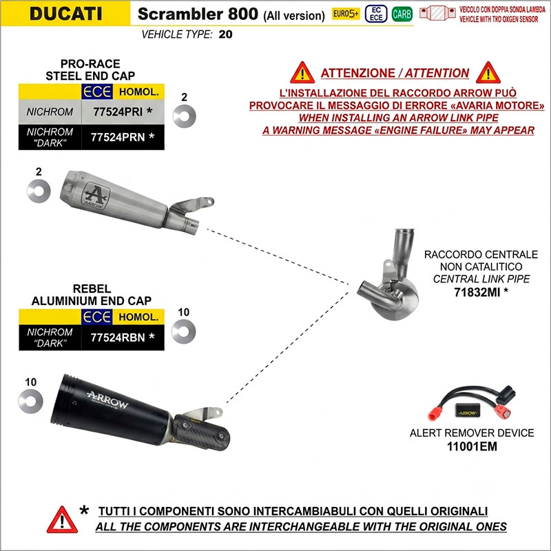 Escape Nichrom Pro-Race Ducati Scrambler 800 2025 - 2026