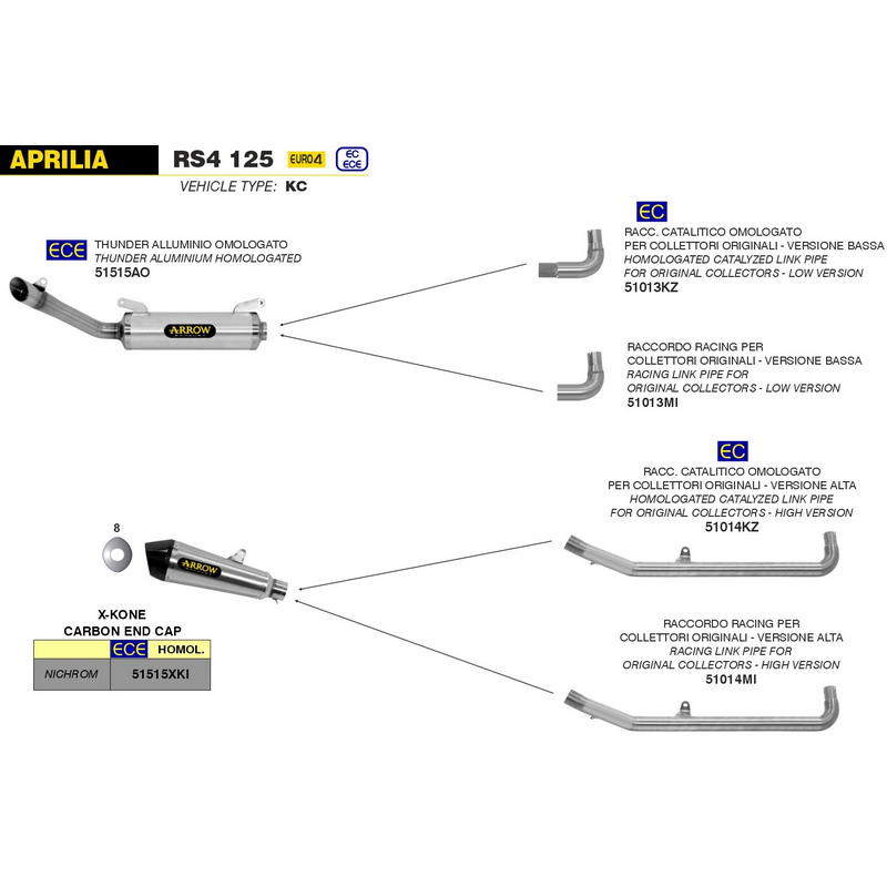 Conector para colector original version alta Aprilia RS 125 / RS4 125