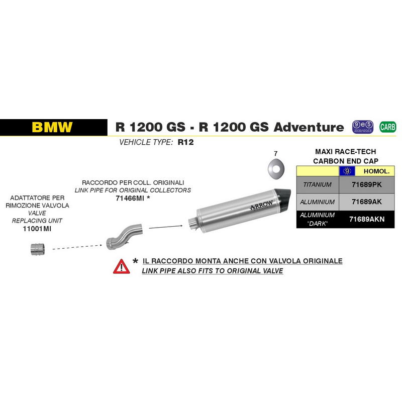 Escape Maxi Race-Tech homologado aluminio fondo carbono BMW R1200GS / Adventure 2004-2012