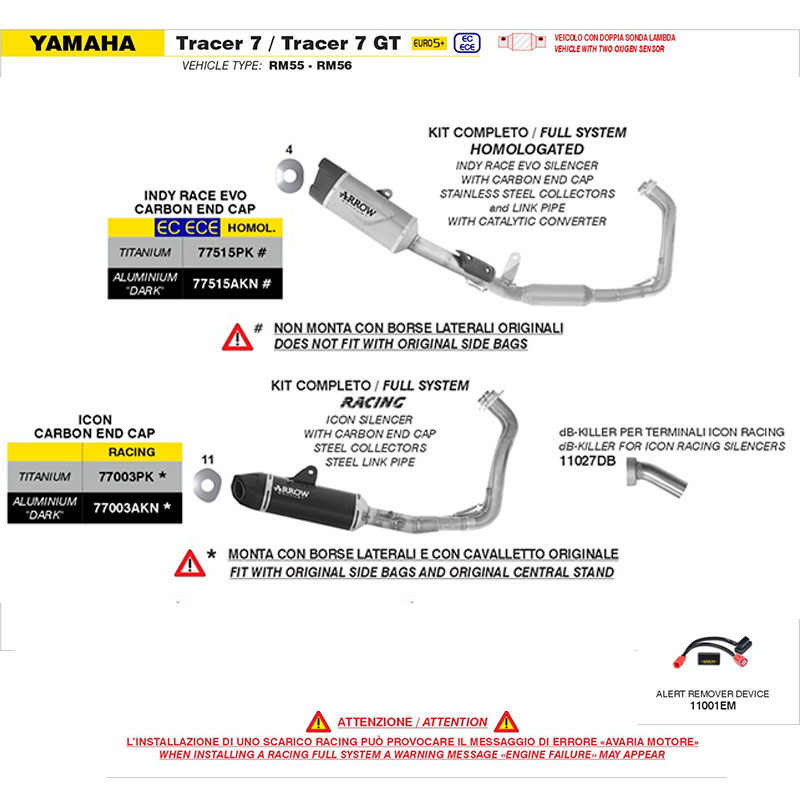 Kit completo escape Indy Race Evo aluminio Dark salida alta Yamaha Tracer 7 / 7GT 2025-2026