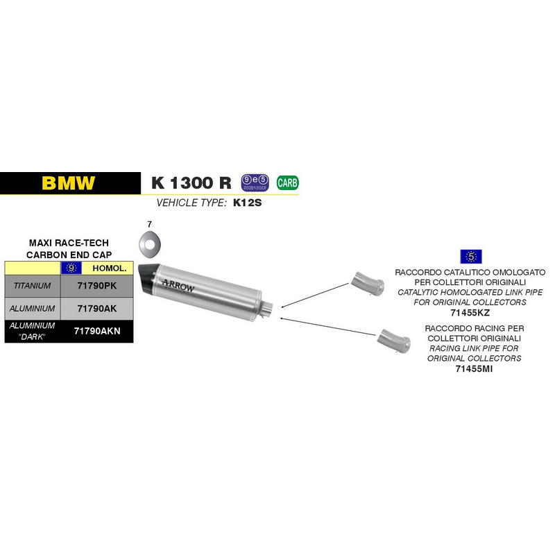 Escape Maxi Race-Tech aluminio Dark fondo carbono BMW K1300R / K1300S 2009-2016