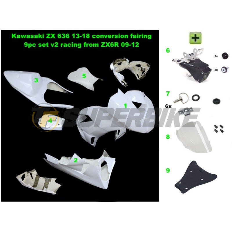 Kit transformación Kawasaki ZX-6R 2009-2012 a Kawasaki ZX-6R 2013-2018