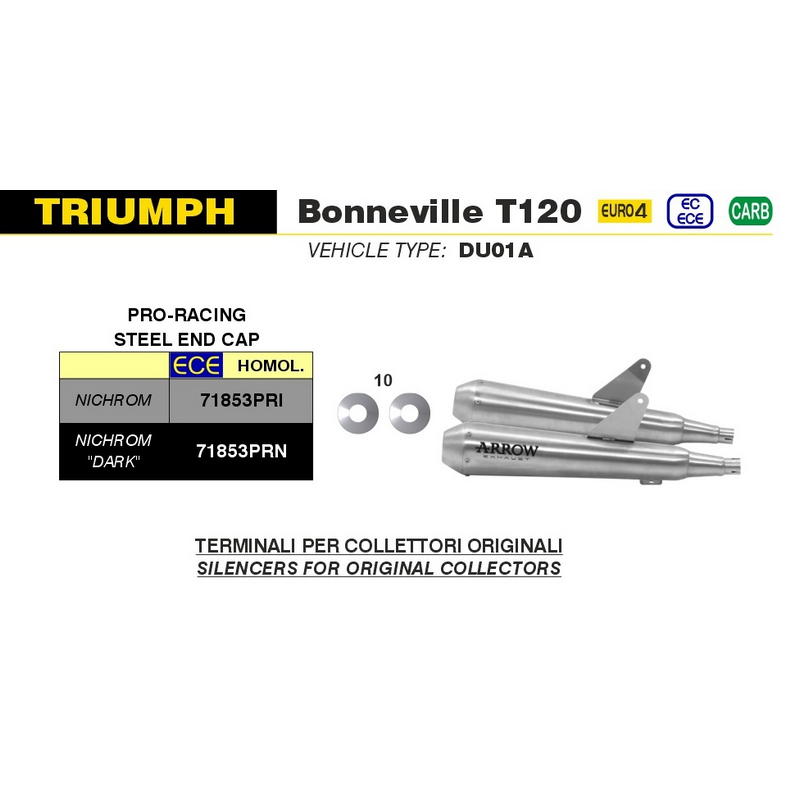 Escapes Pro-Racing Nichrom Dark Triumph Bonneville T100 / T120