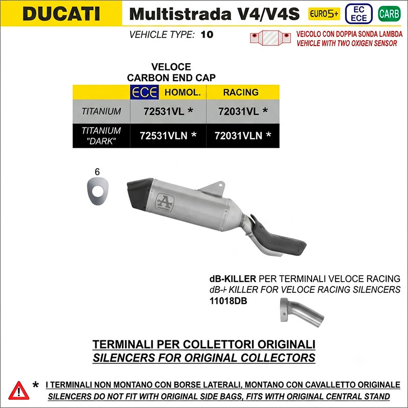 Escape Veloce titanio Dark Ducati Multistrada V4 / V4S 2025