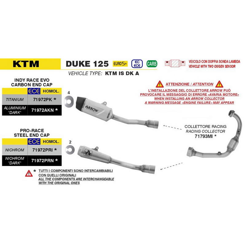 Colector racing KTM Duke 125 / 125 Enduro R / SMC R 2024-2026