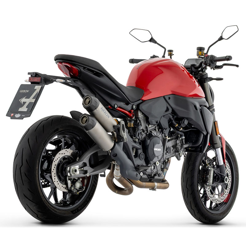 Escapes Round-Sil  titanio fondo carbono con conector acero Ducati Monster 890 V2