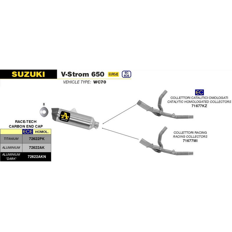 Colectores racing para escape Race-Tech Suzuki V-STROM 650 2017-2020