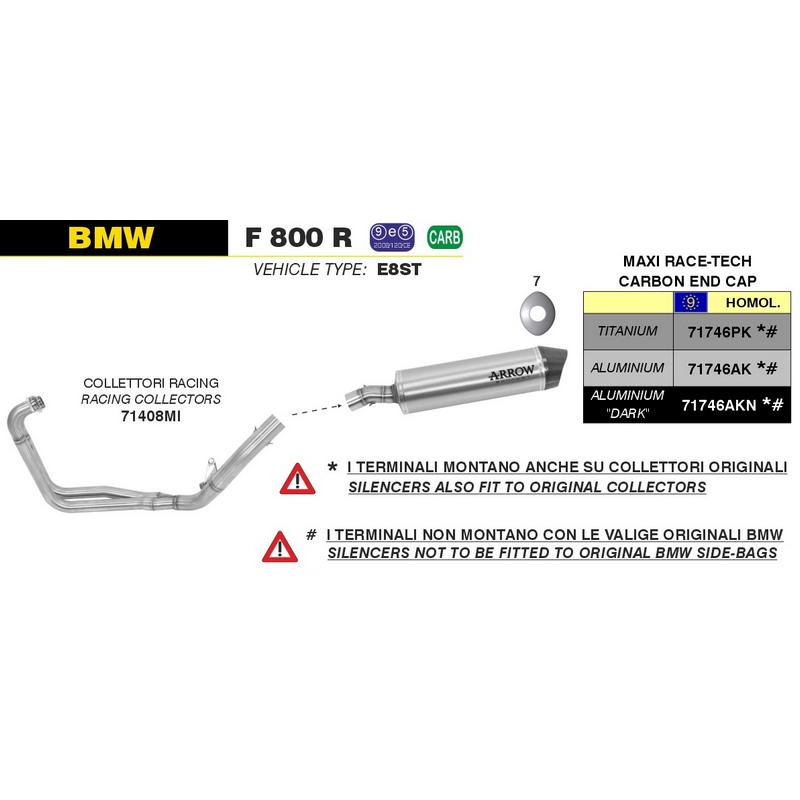 Escape Maxi Race-Tech homologado aluminio fondo carbono BMW F800R 2009-2016