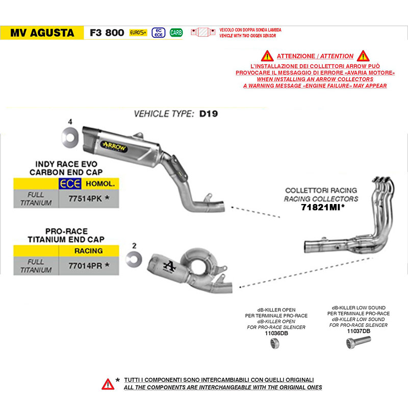 Kit DB Killer corto escapes Arrow Pro-Race (varios modelos)