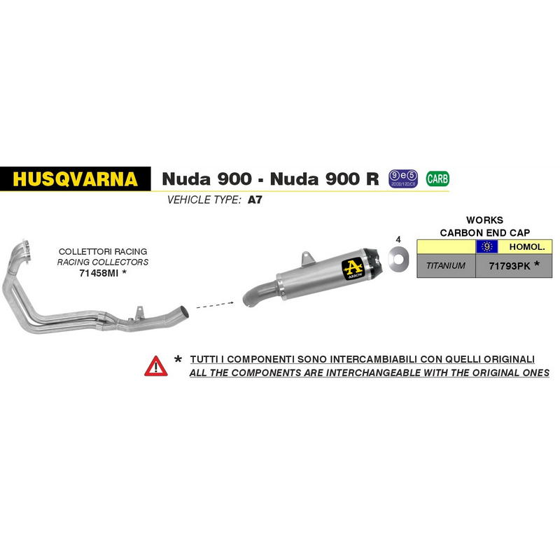 Colectores racing Husqvarna Nuda 900 / Nuda 900 R 2012-2013