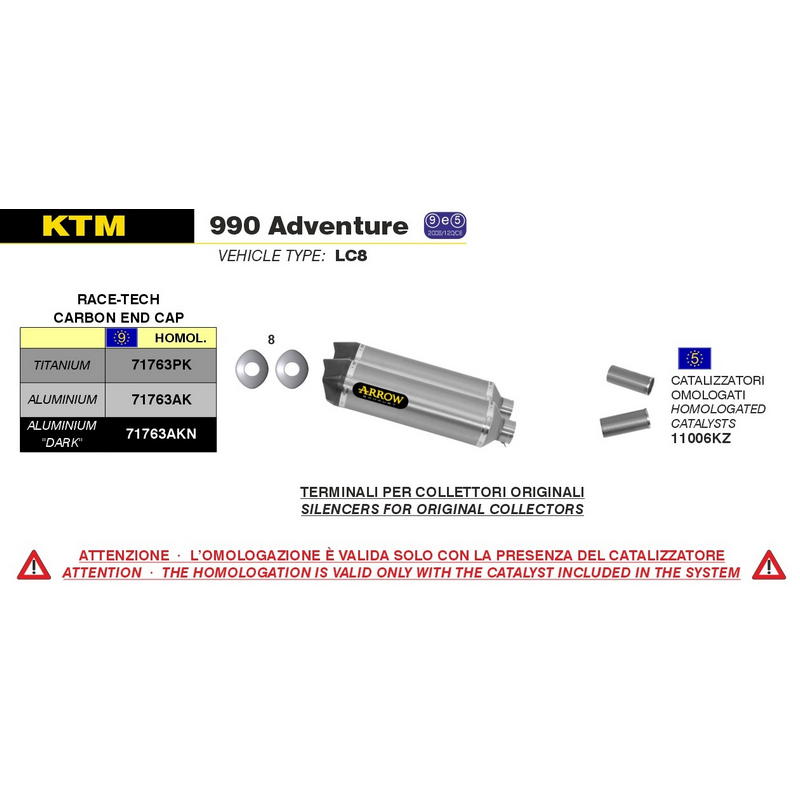 Escapes Race-Tech aluminio Dark fondo carbono KTM 990 Adventure 2006-2014 / SMT 2009-2013