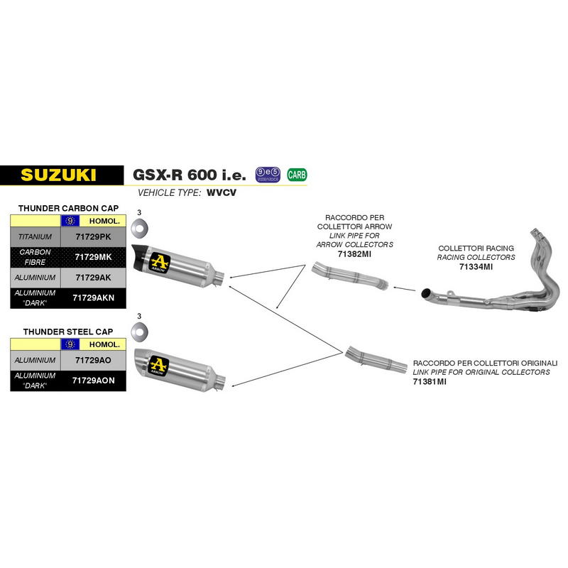 Conector para escapes Thunder para colectores originales Suzuki GSX-R 600 / 750 2008-2010